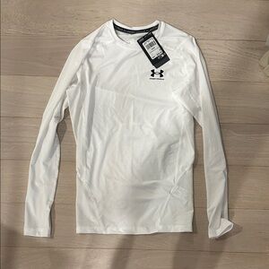 Under Armour White Long Sleeve Performance Top- Heatgear